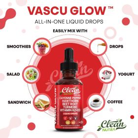 Clean Nutra Cayenne Pepper Drops Supplement Liquid + Hawthorn Berry, Vitamin D3 K2 Beet Root Powder, Ceylon Cinnamon, Turmeric Curcumin