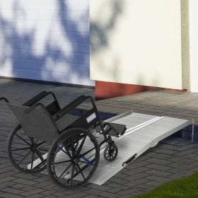 6ft Folding Wheelchair Ramp Portable Aluminum Easy Access Silver for Stairs Doorways