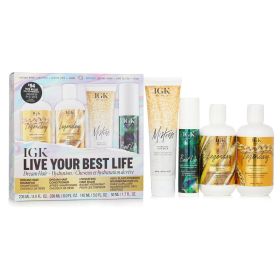 IGK - Live Your Best Life: Shampoo, Conditioner, Hair Balm, Hair Oil 403816 Set
